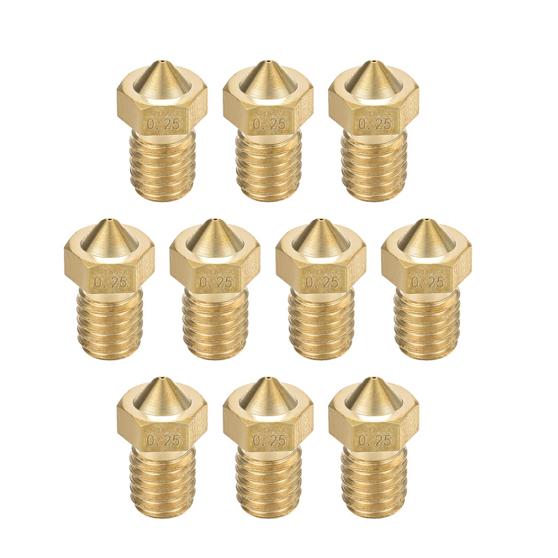 10 Pcs 0.25mm Brass 3D Printer Nozzle Fit V6 for 1.75mm Filament