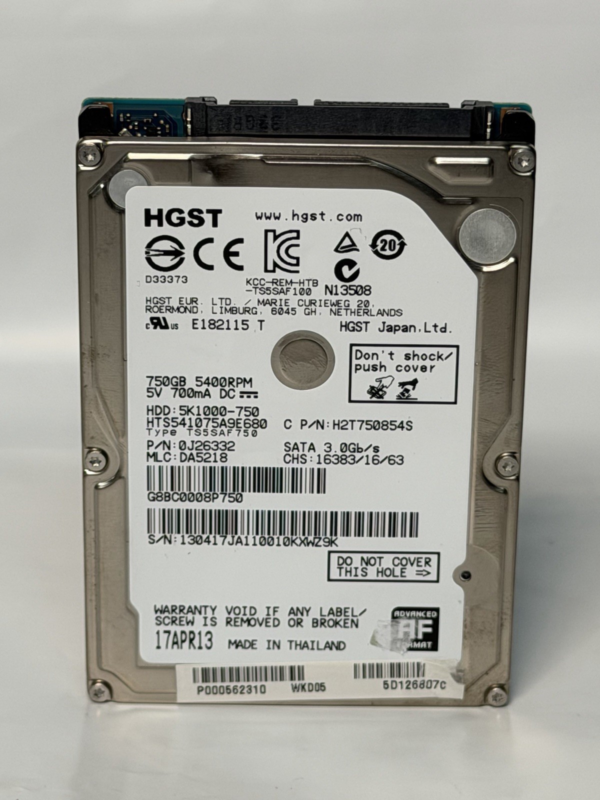 HGST 750GB 2.5 SATA Laptop Hard Drive 5400RPM HTS541075A9E680 0J26332 Genuine