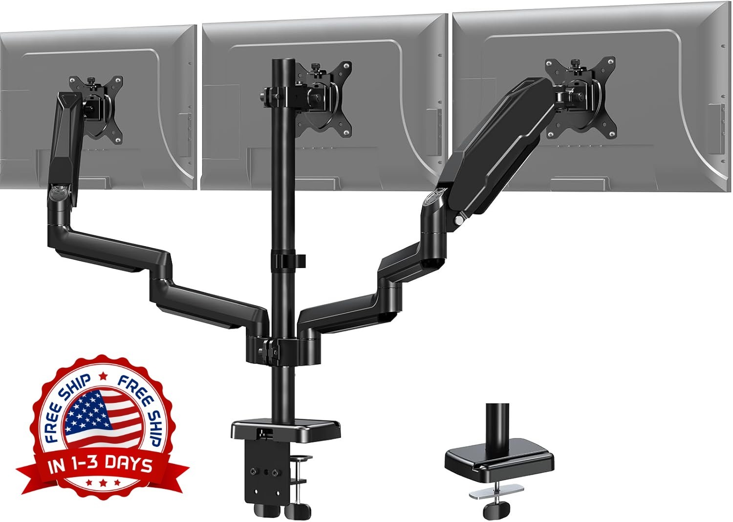 Soporte triple para pantallas de 13 a 27",soporte de escritorio para 3 monitores