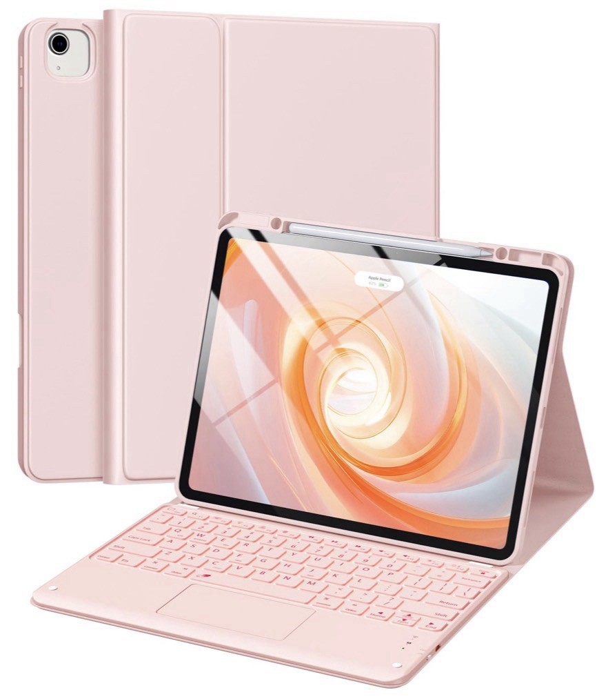 Harvopu iPad Air 13” M3/M2 & Pro 12.9 Keyboard Case Pink