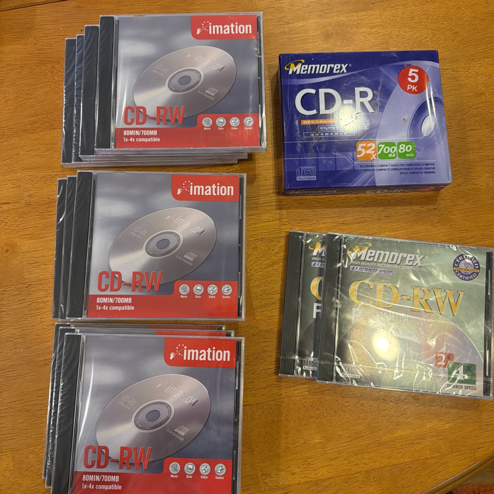 Lot of 10 New/Sealed 1x-4x Imation CD-RW 650MB-74 MINS Plus 3 Other Sealed CD-R
