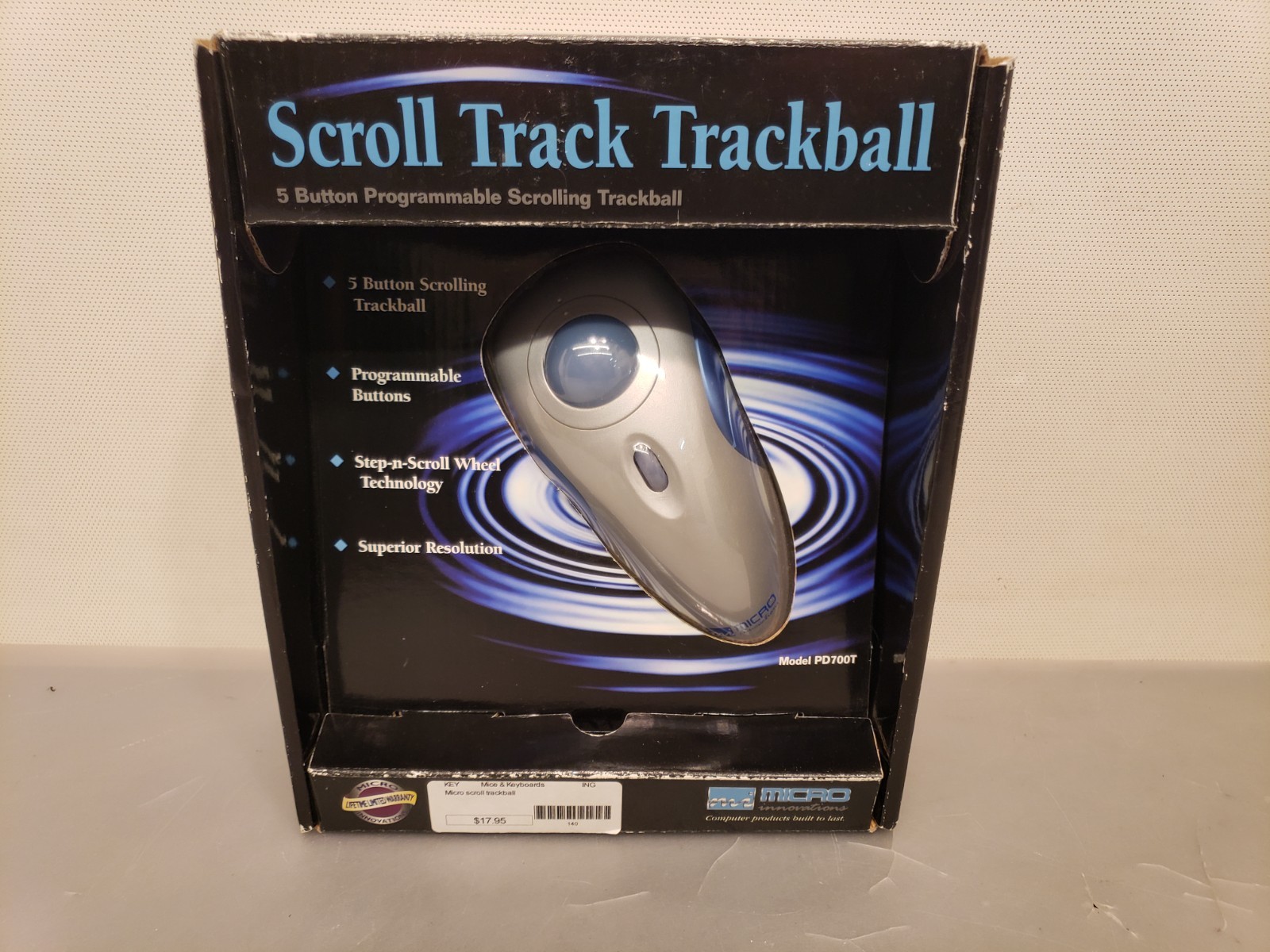 Vintage Micro Innovations Scroll TrackBall Mouse, New Sealed 5 Button PS/2