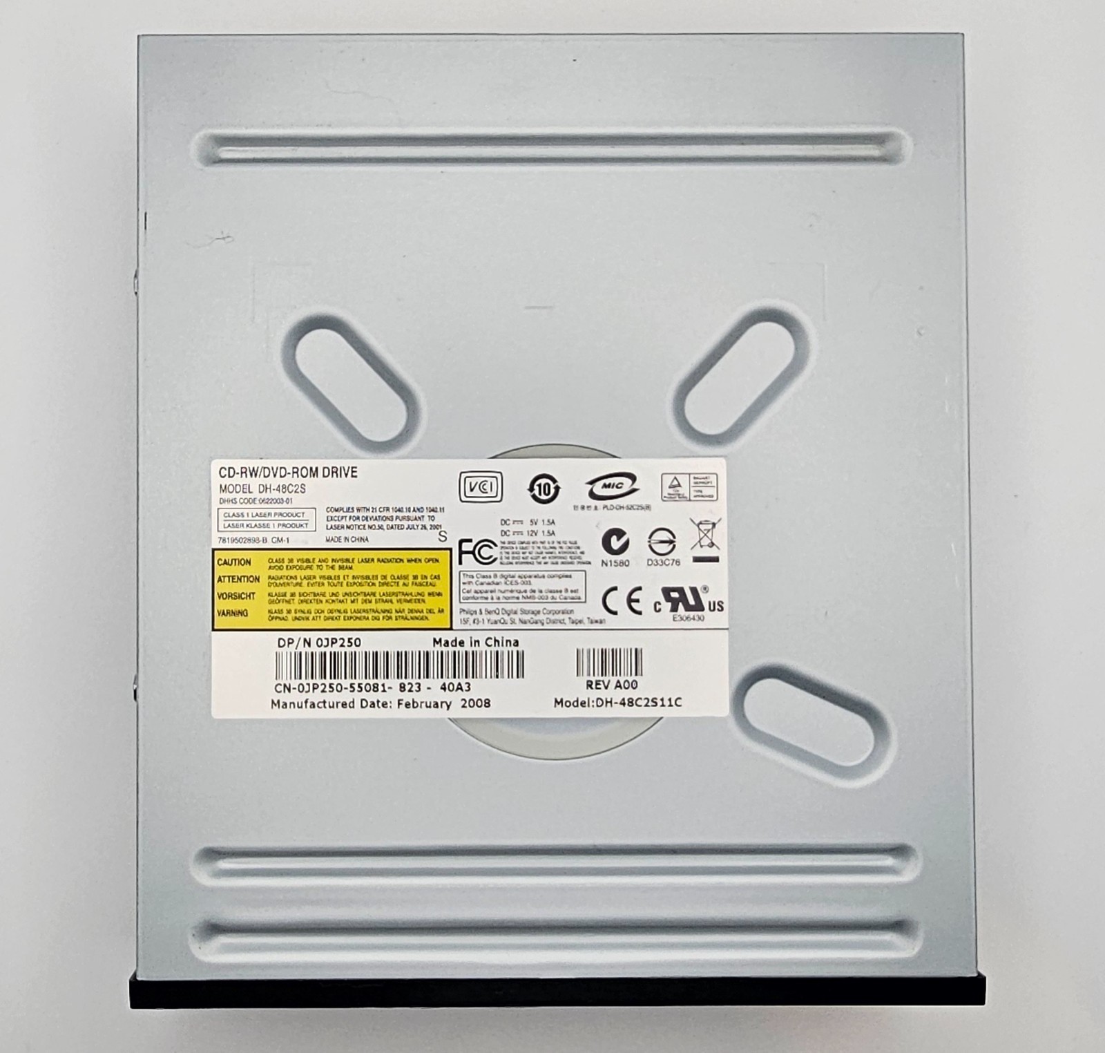 Lite-On DH-48C2S CD-RW/DVD ROM SATA Drive 0JP250 - Black Bezel