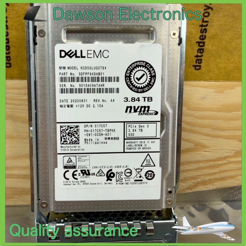 KCD5XLUG3T84 Dell 017C57 17C57 3.84TB PCIe NVMe Read Intensive U.2 2.5in SSD New