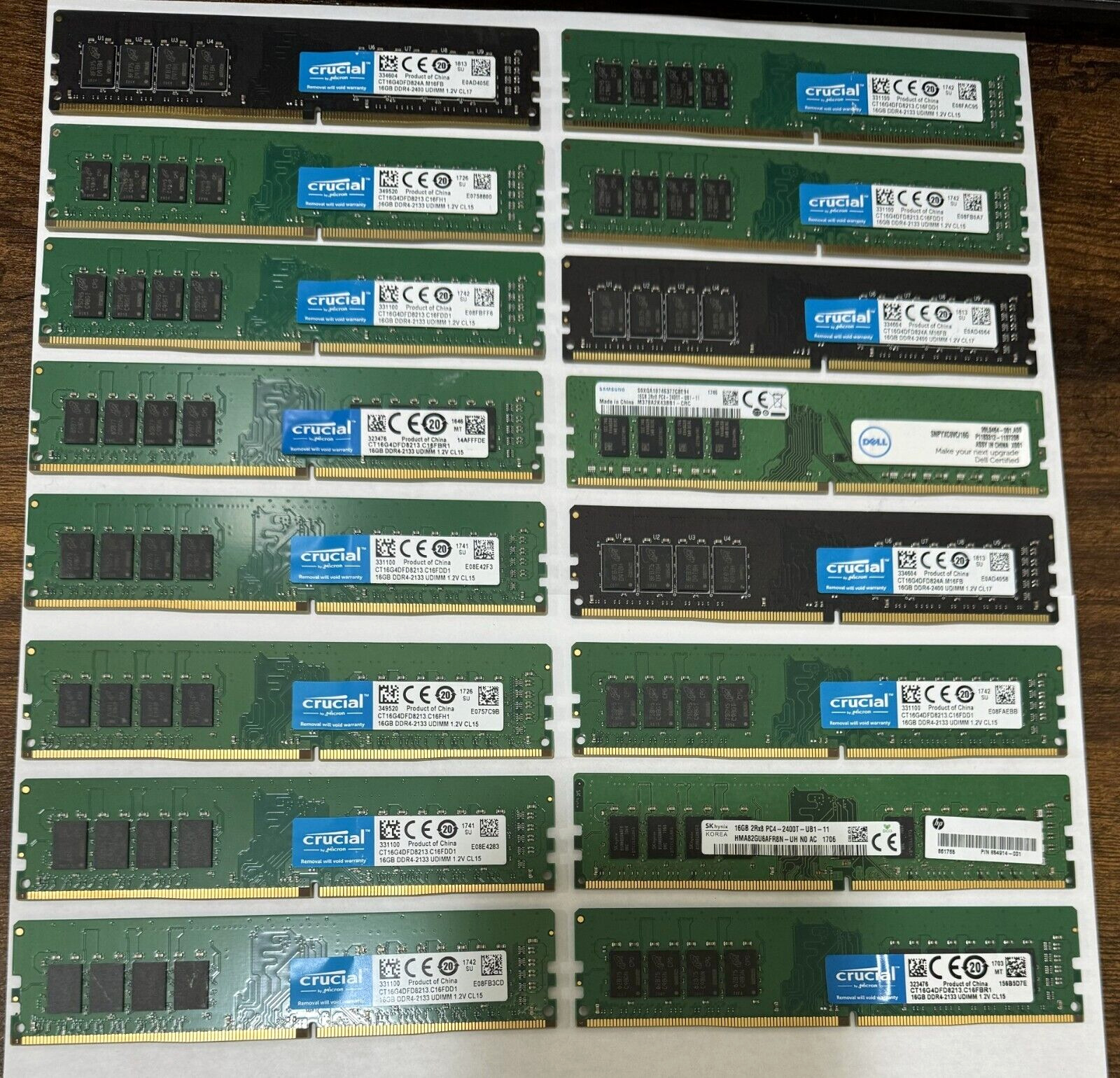 LOT OF ( 25 ) 16GB DDR4 Desktop Ram sticks - Mixed brands and speeds
