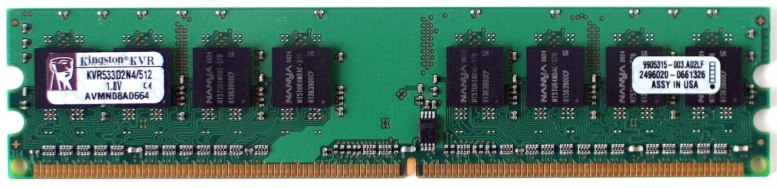 MEMORY DDR 512MB 533MHz, KVR533D2N4/512, 9905315-003.A02LF