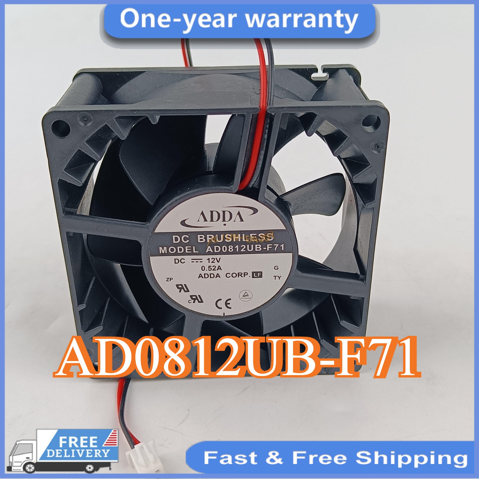 AD0812UB-F71 1PC New ADDA 8038 12V 0.52A cooling fan Fsat shipping High quality