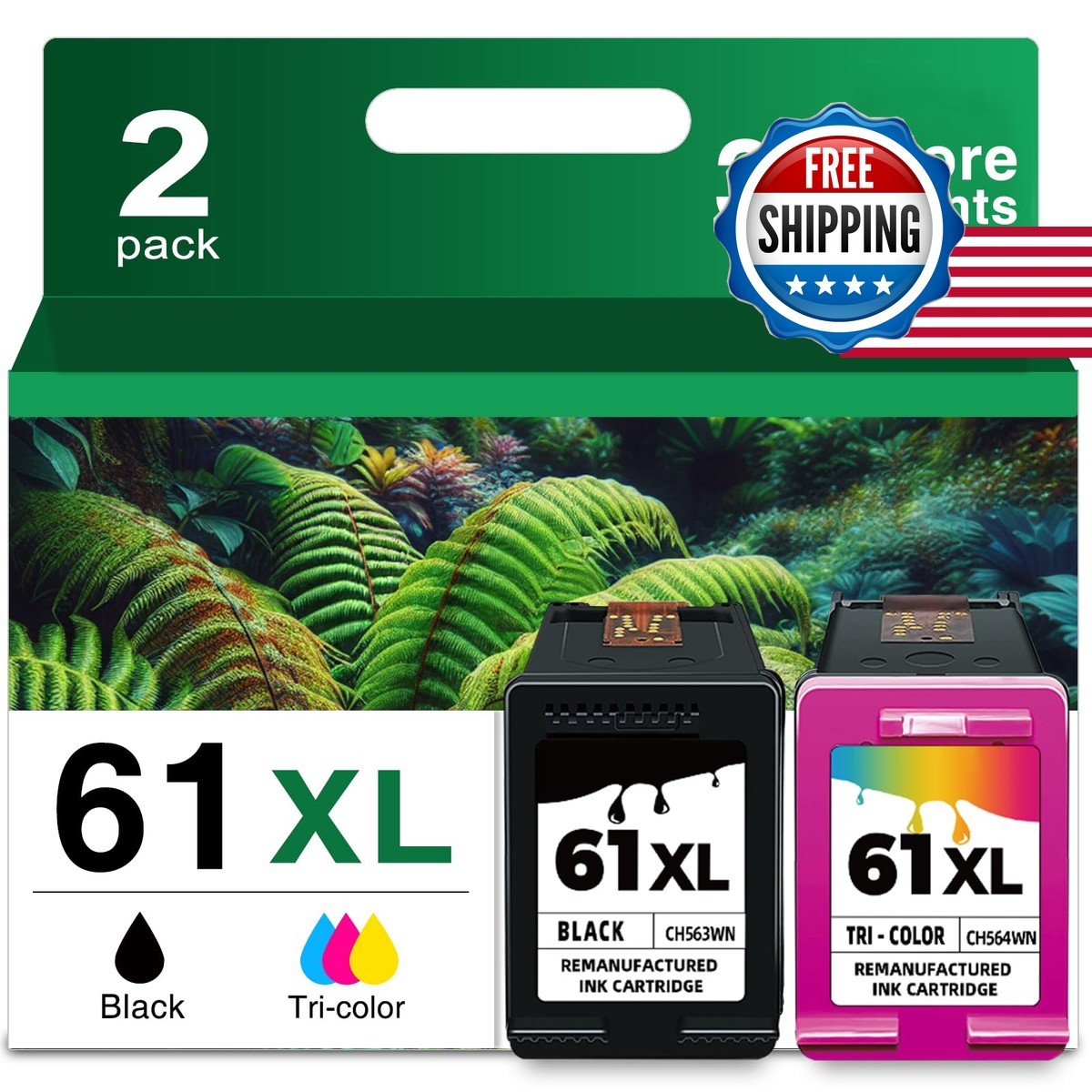 Black and Color Combo Pack Replacement for HP 61 XL