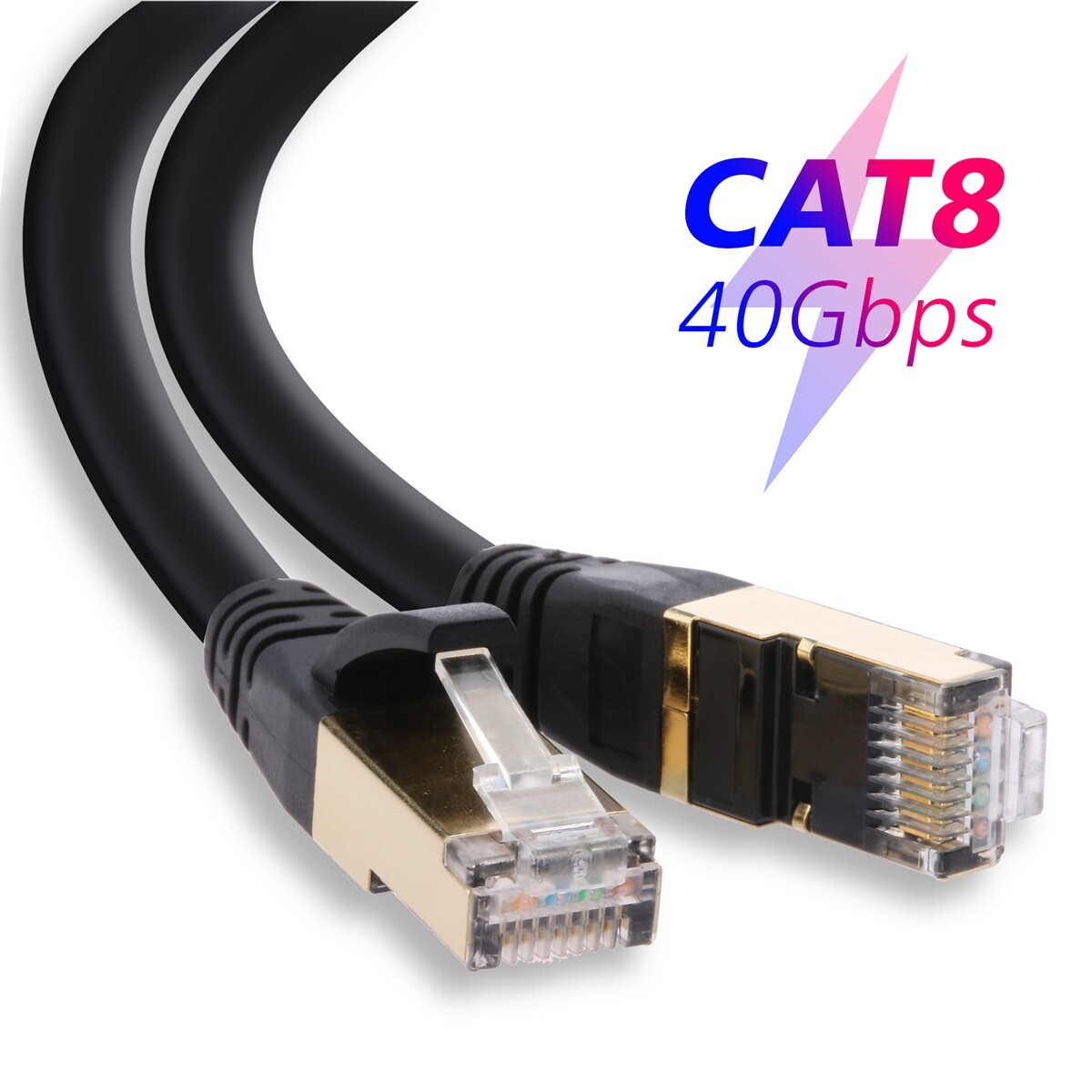 [1-5Pack] Cat8 Network Cable Lot - 40Gbps Fast Speed - Supports Cat7/Cat6/Cat5e