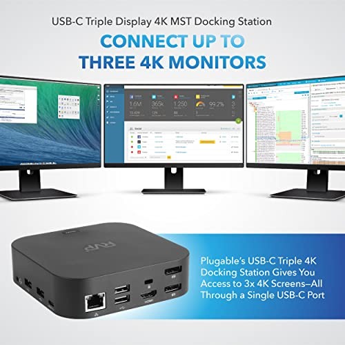RVP+ USB C DOCKING STATION 3 MONITORS, 13-IN-1, TRIPLE DISPLAY-4K HDMI & -