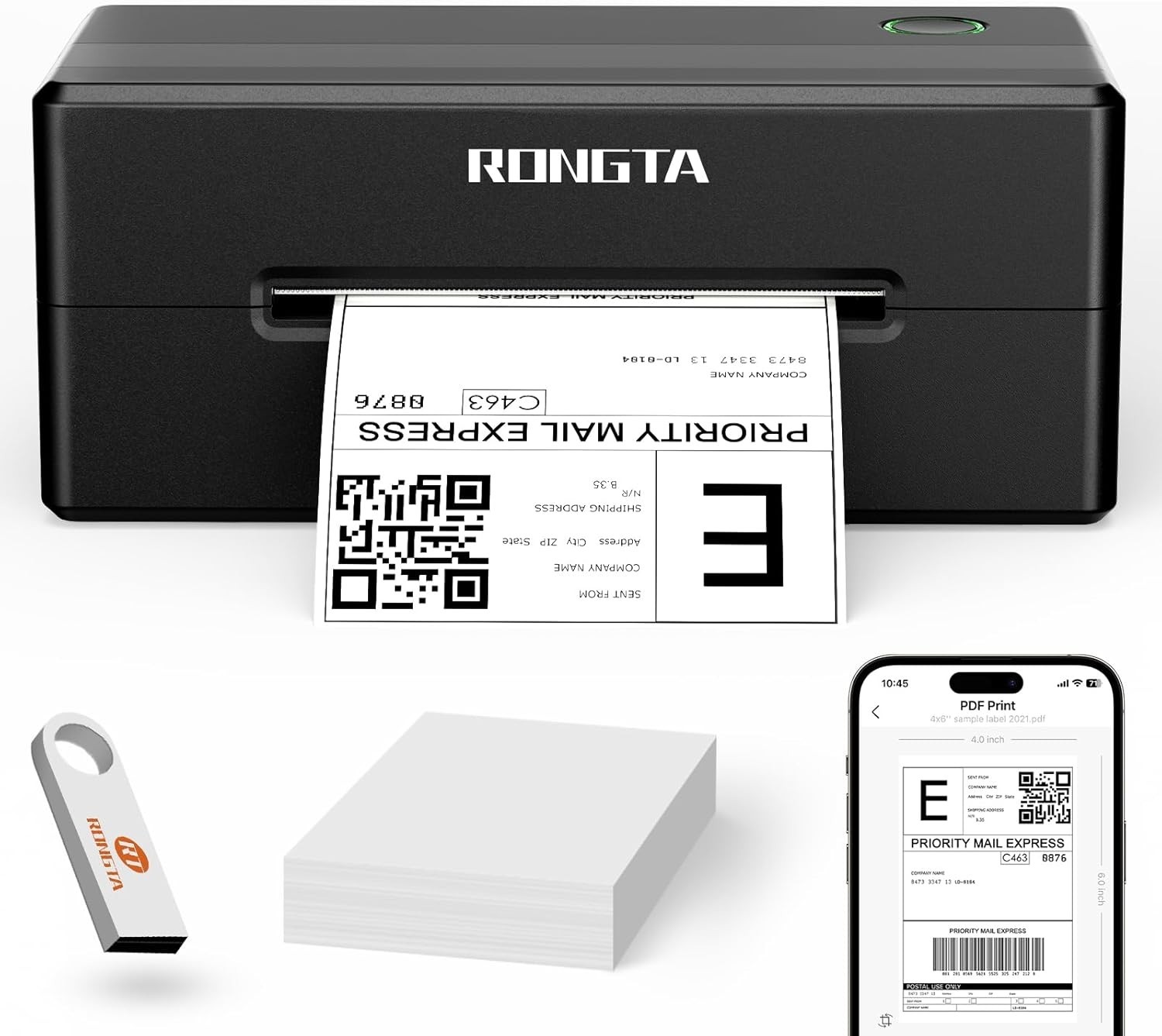 RONGTA - Thermal Shipping Label Printer - 4"x 6"