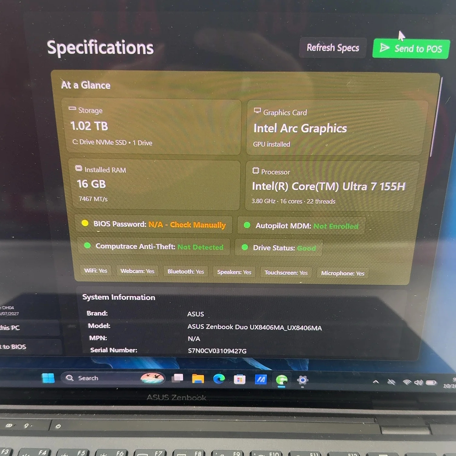 Asus Zenbook Duo 14 UX8406MA 14" Core Ultra 7 155H 3.8GHz 16GB RAM 1TB SSD
