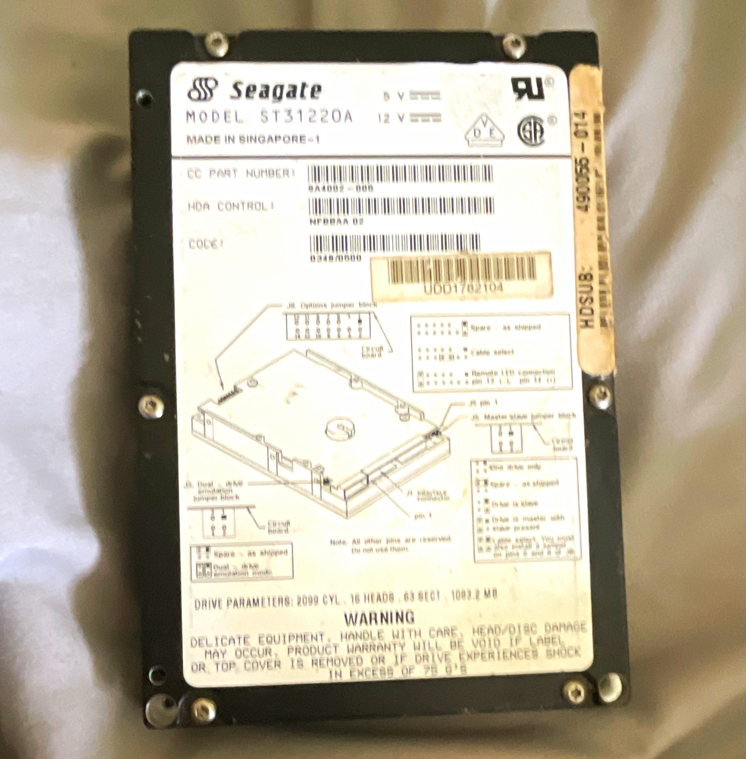 Seagate Medalist ST31220A 1.2GB 3.5" IDE 5400RPM 128KB Hot Swap HDD UNTESTED