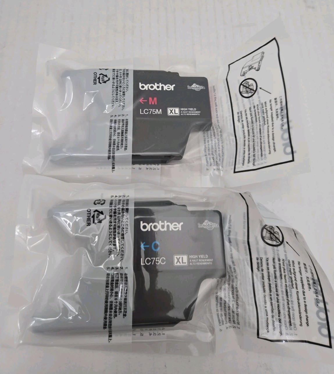 Genuine BROTHER LC103C and LC103M XL Blue Cyan Magenta 2 Pack OEM 2028