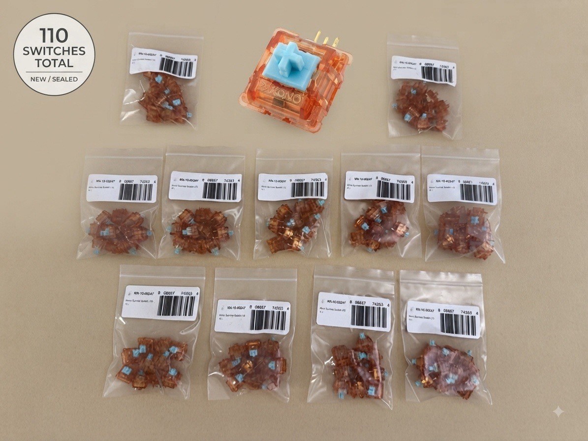 Kono Sunrise Mechanical Keyboard Switches 110x Pack Tactile Orange Blue 5-Pin 