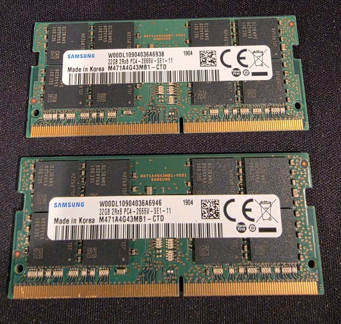 Samsung 64GB (2x32GB) DDR4 260-Pin SO-DIMM PC4-2666V Unbuffered