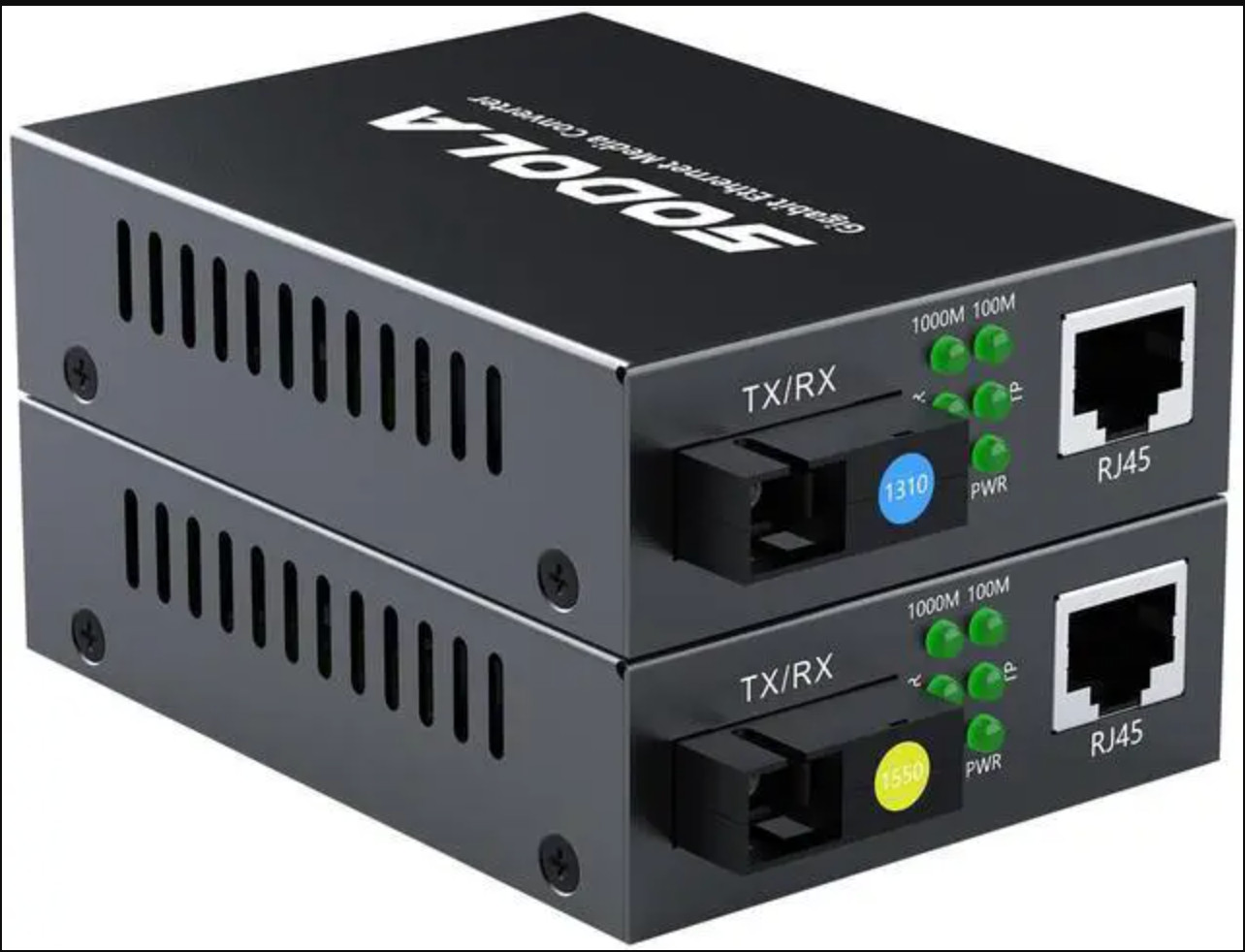 Sodola 1.25G BiDi Fiber Ethernet Media Converter Single SC 20km 2-Pack NEW