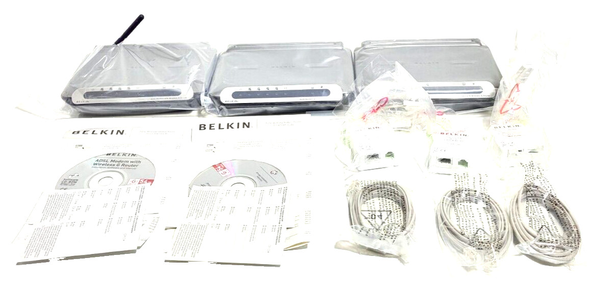 BELKIN ADSL MODEM W WIRELESS G ROUTER F5D7632-4 -NEW   LOT OF 3-