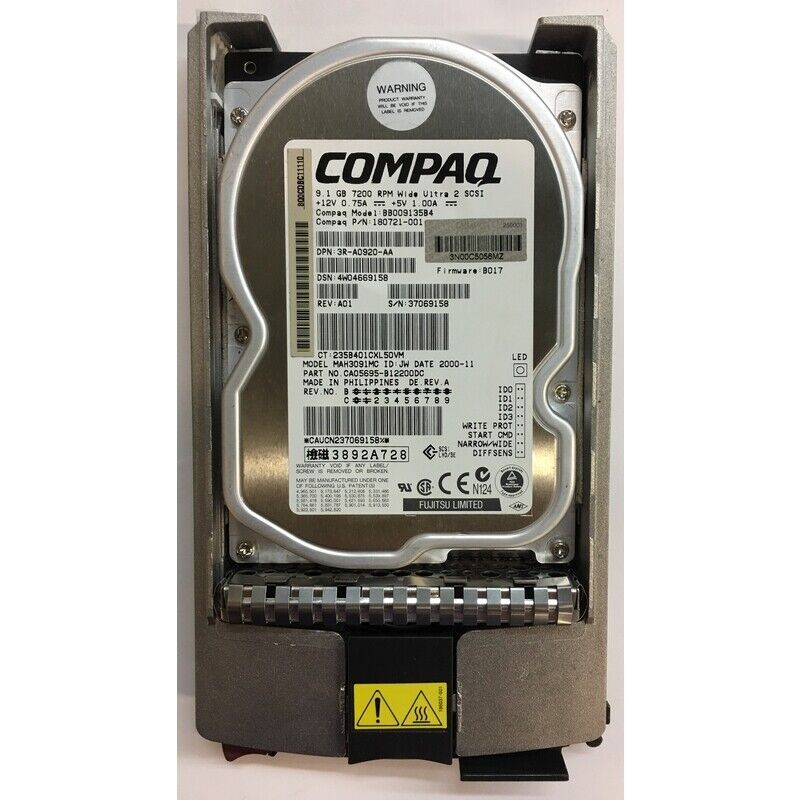 180721-001 - Compaq 9.1GB 7200 RPM SCSI 3.5
