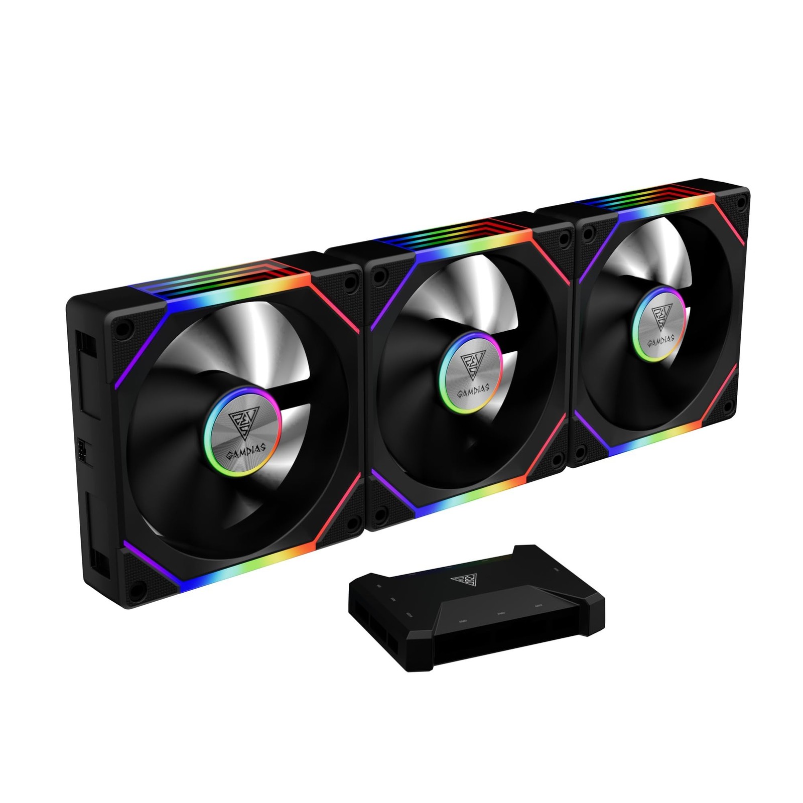 GAMDIAS 3 Pack 120mm Case Fan & 3 Reverse Blades & 1 USB Hub, ARGB PWM PC Fan...