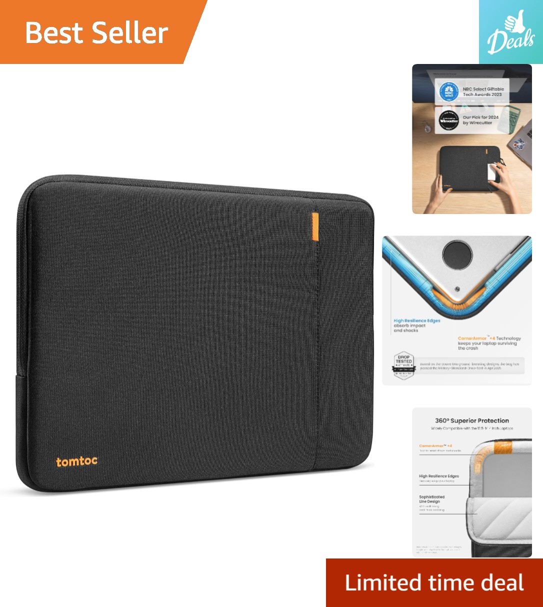 Military-Grade Shockproof Laptop Case for 14-Inch Devices - Eco-Friendly Design