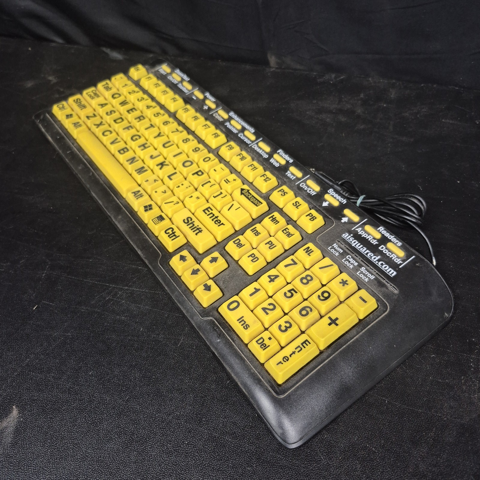 ZoomText Large Print USB Keyboard Yellow Key Visually Impaired