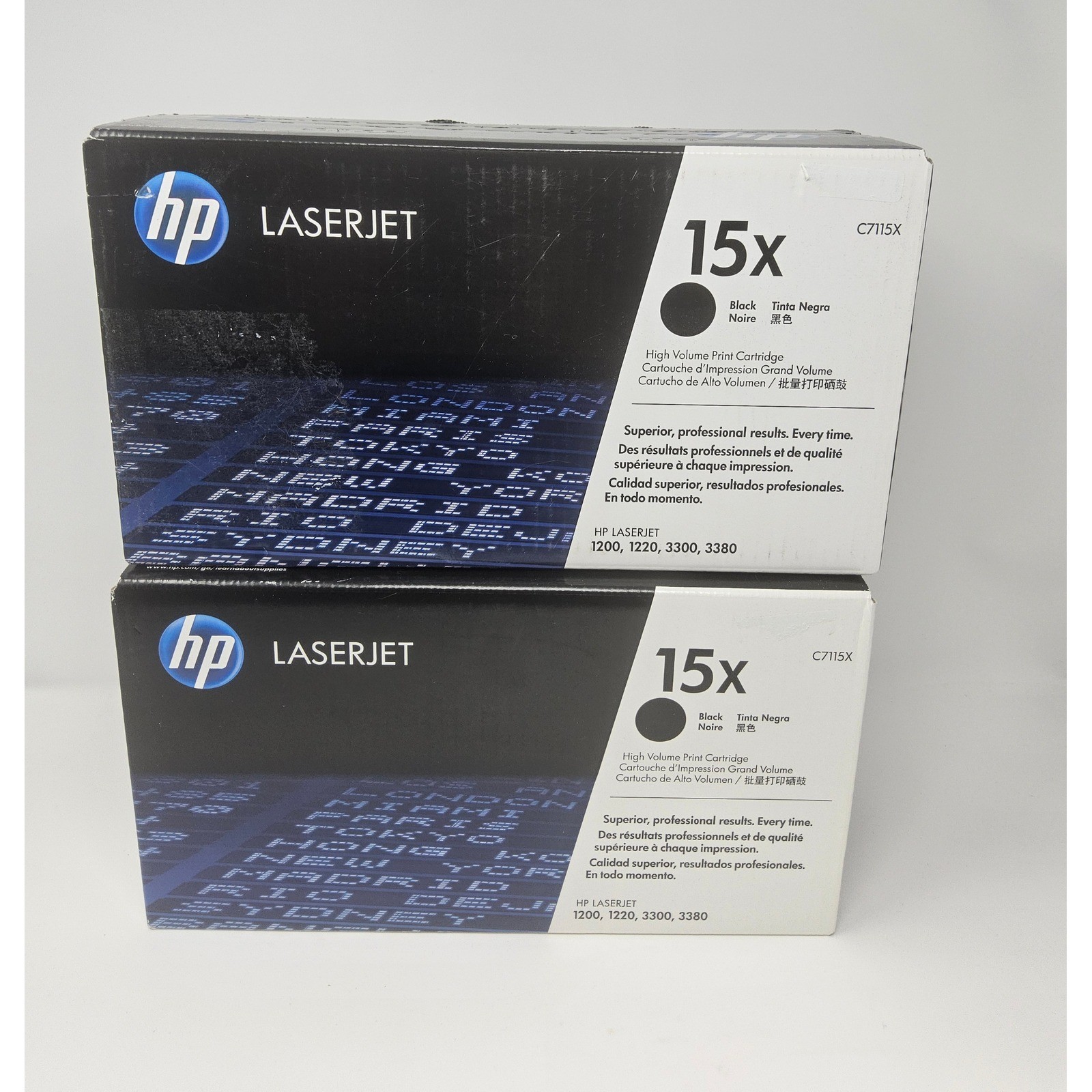 LOT 2 NEW HP 15X Black LaserJet Toner Cartridges Genuine C7115X Authentic Sealed