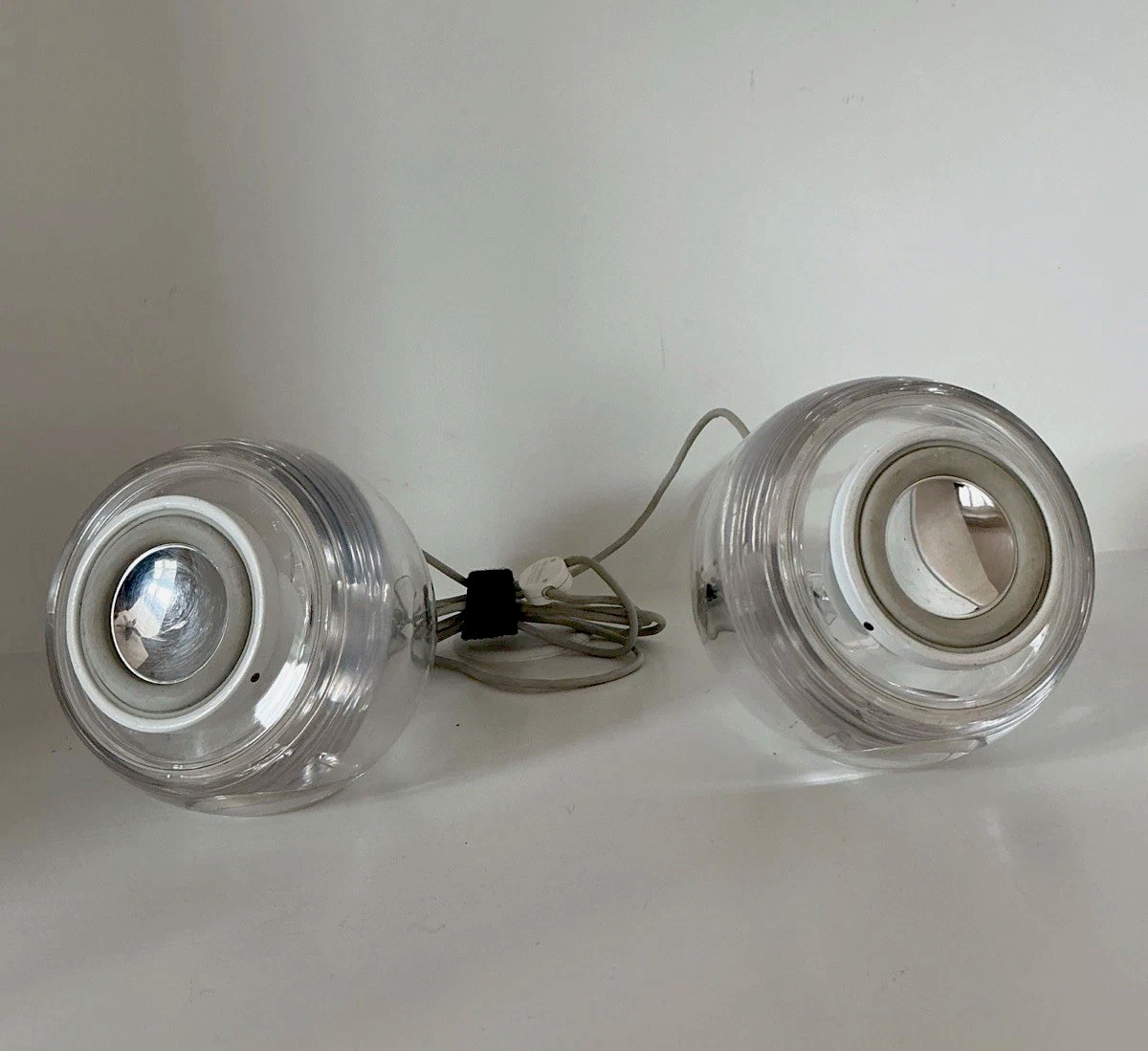 Apple Pro M6531 Clear Wired Speaker Pair Harmon Kardon Untested For iMac Vintage