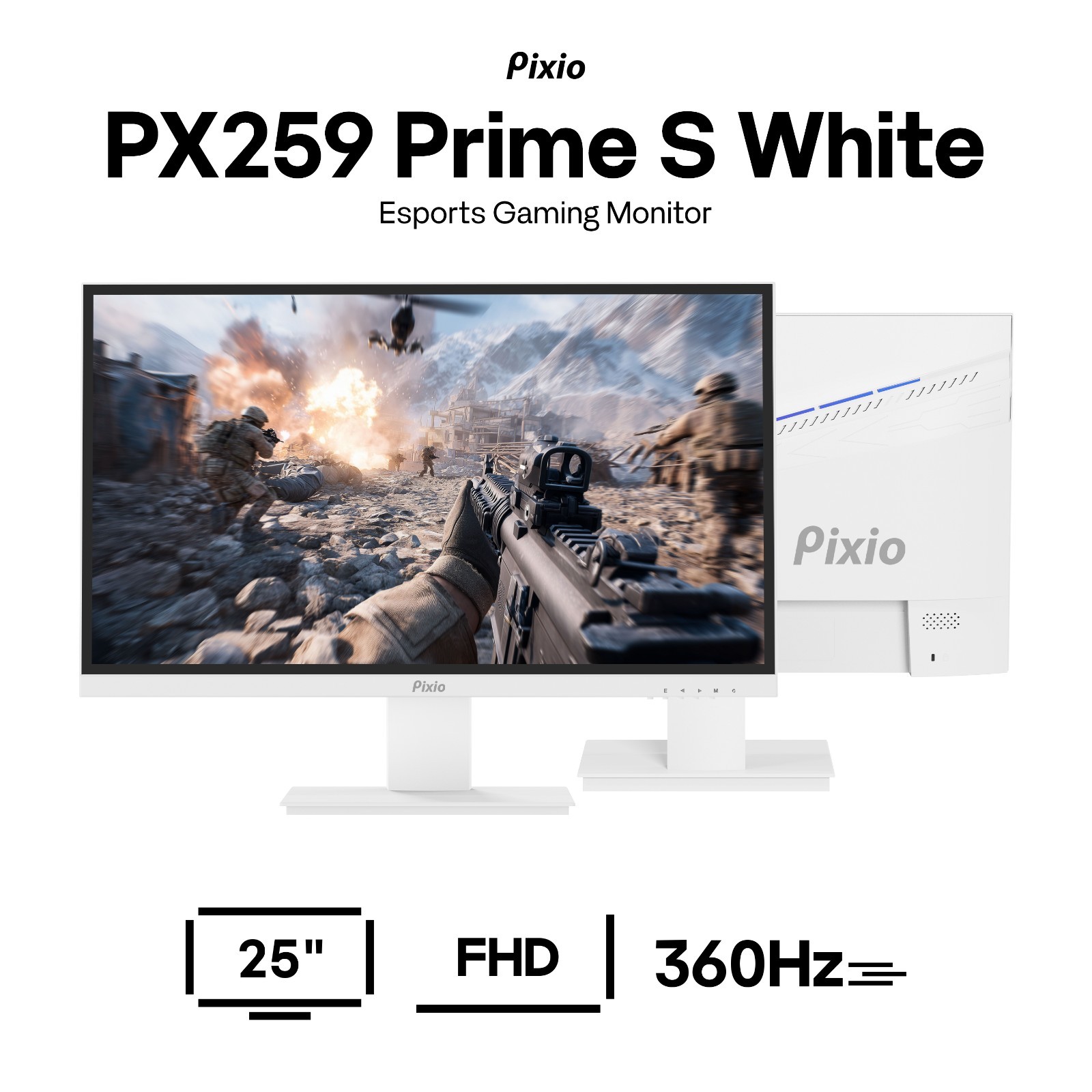 Pixio PX259 Prime S White 24.5" 360Hz 1080p 1ms GTG eSports Gaming Monitor