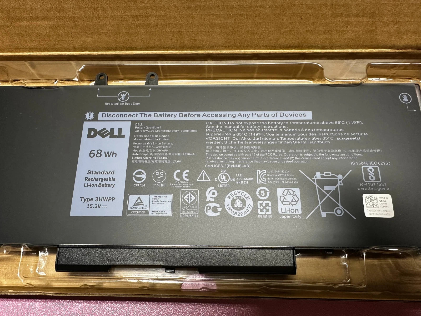 Genuine OEM 3HWPP Battery For Dell Latitude 14 E5410 15 E5510 451-BCMN 68Wh New