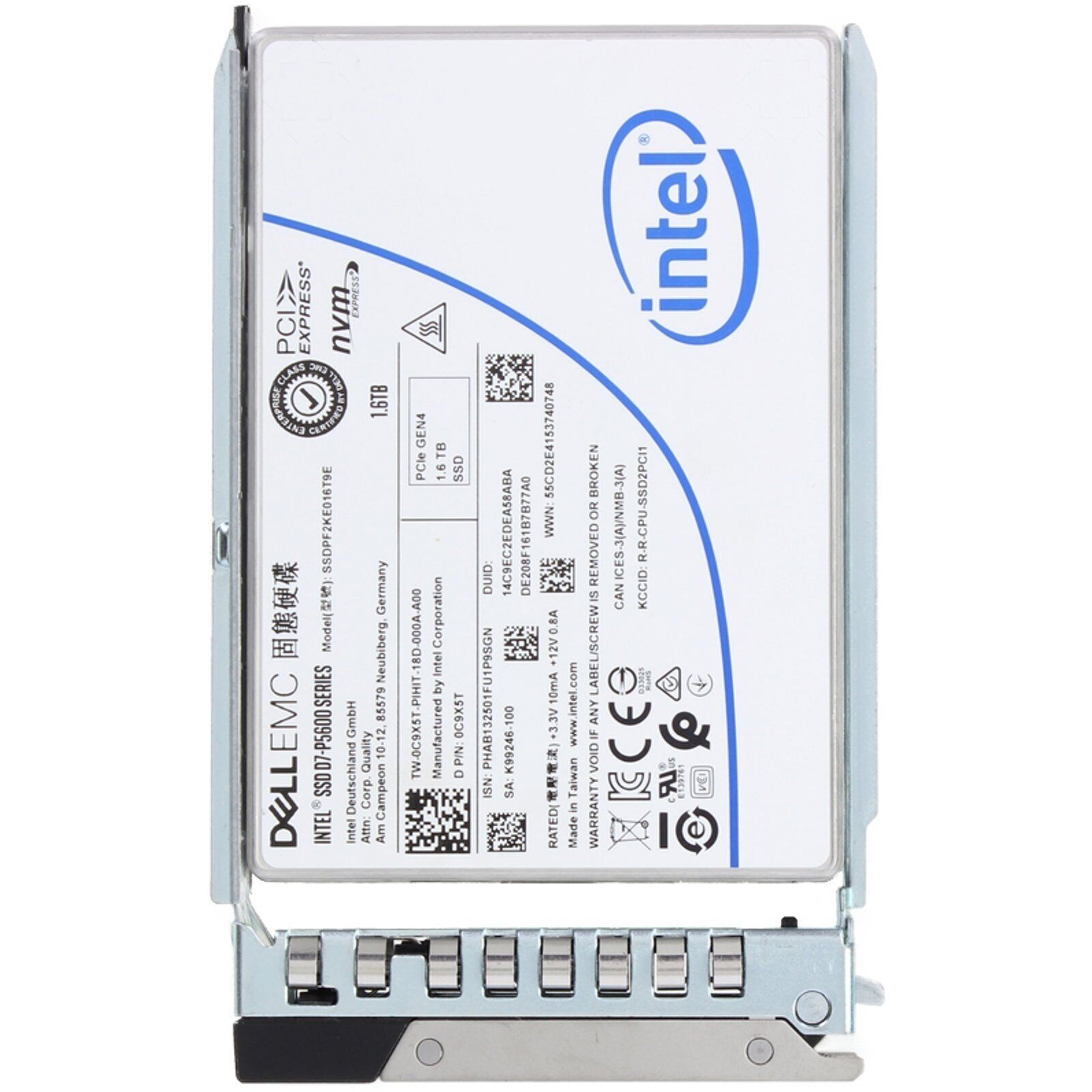 C9X5T 0C9X5T Dell EMC 1.6TB PCIe Gen4 NVMe MU TLC 2.5'' SSD 14/15/16G KIT