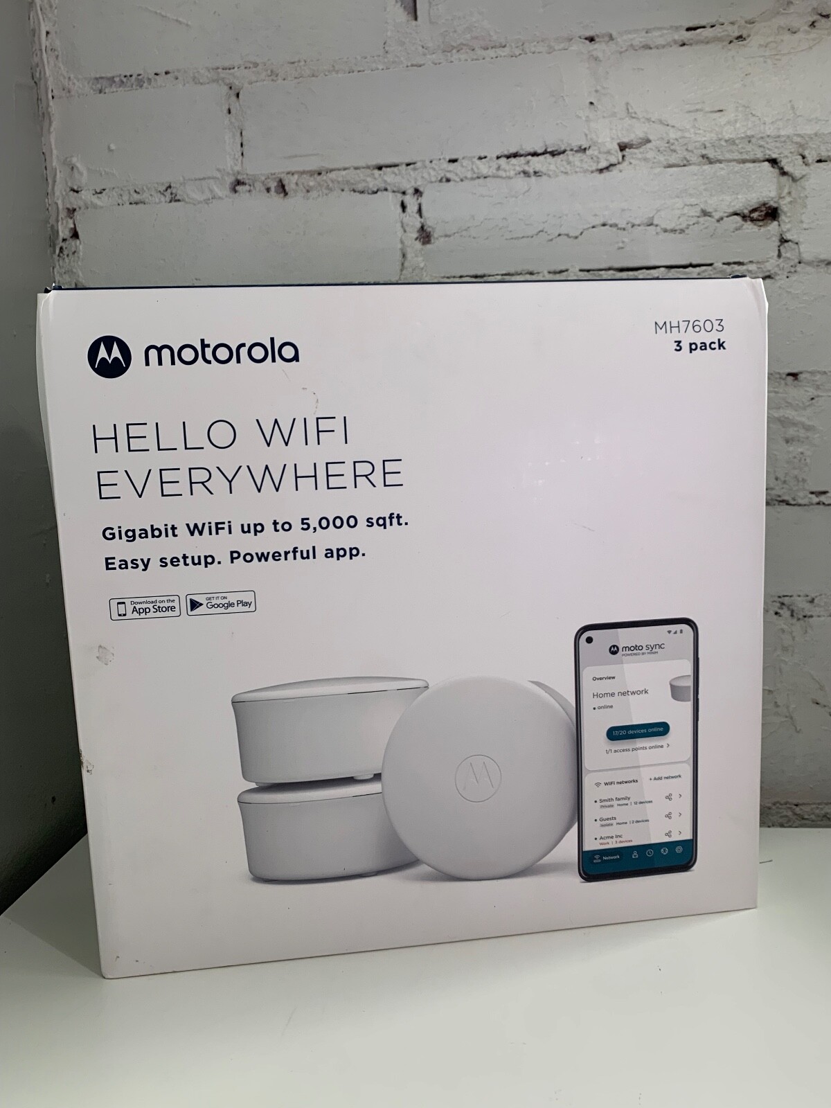 Motorola MH7603 | WiFi 6 Router + Intelligent Mesh System | 3-Pack | Easy Setup
