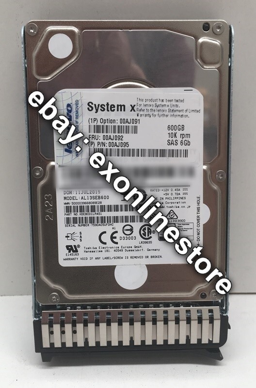 00AJ091 - 600GB 10K 6Gbps SAS 2.5" G3 Hot Swap HDD (FRU: 00AJ092)