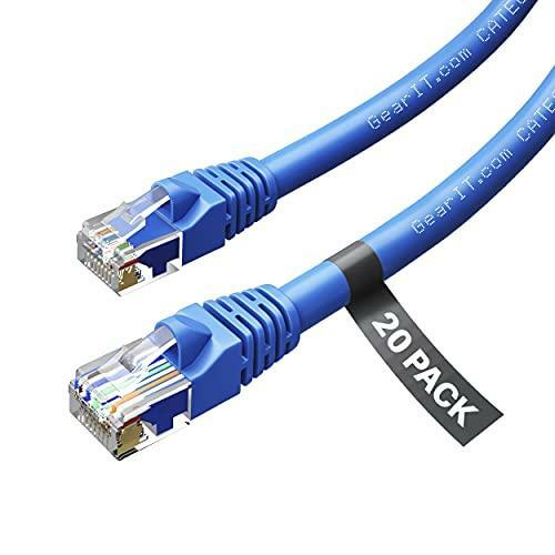 GearIT 20 Pack, Cat 6 Ethernet Cable Cat6 Snagless Patch 5 Feet - Computer LAN