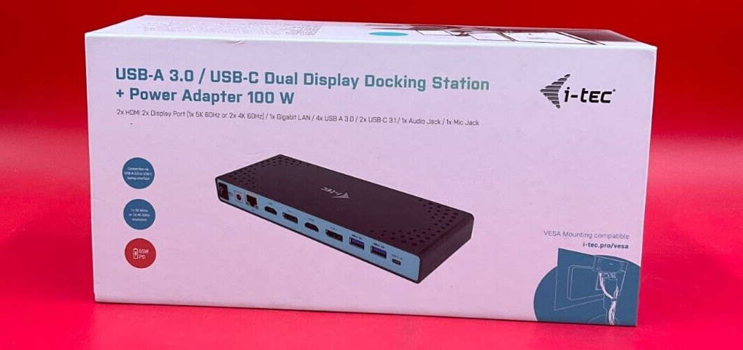 i-tec Thunderbolt3 USB-C Dual Display Docking Station 65 watt CADUA4KDOCKPDLUS