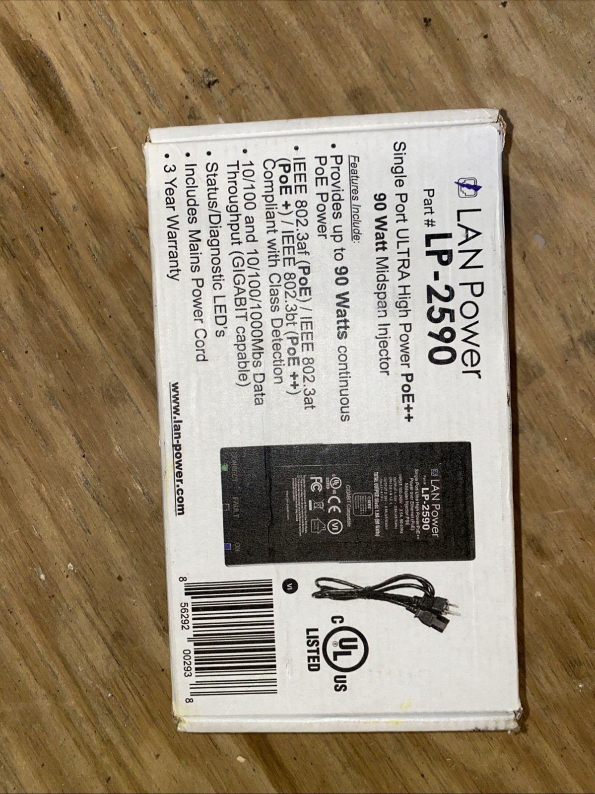 LAN Power LP-2590 Single Port ULTRA High Power PoE Midspan Injector