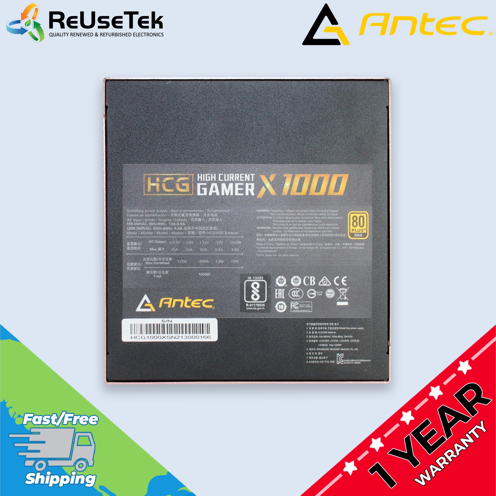 Antec HCG Series HCG X1000 1000W Fully Modular Power Supply PSU | 80 Plus Gold