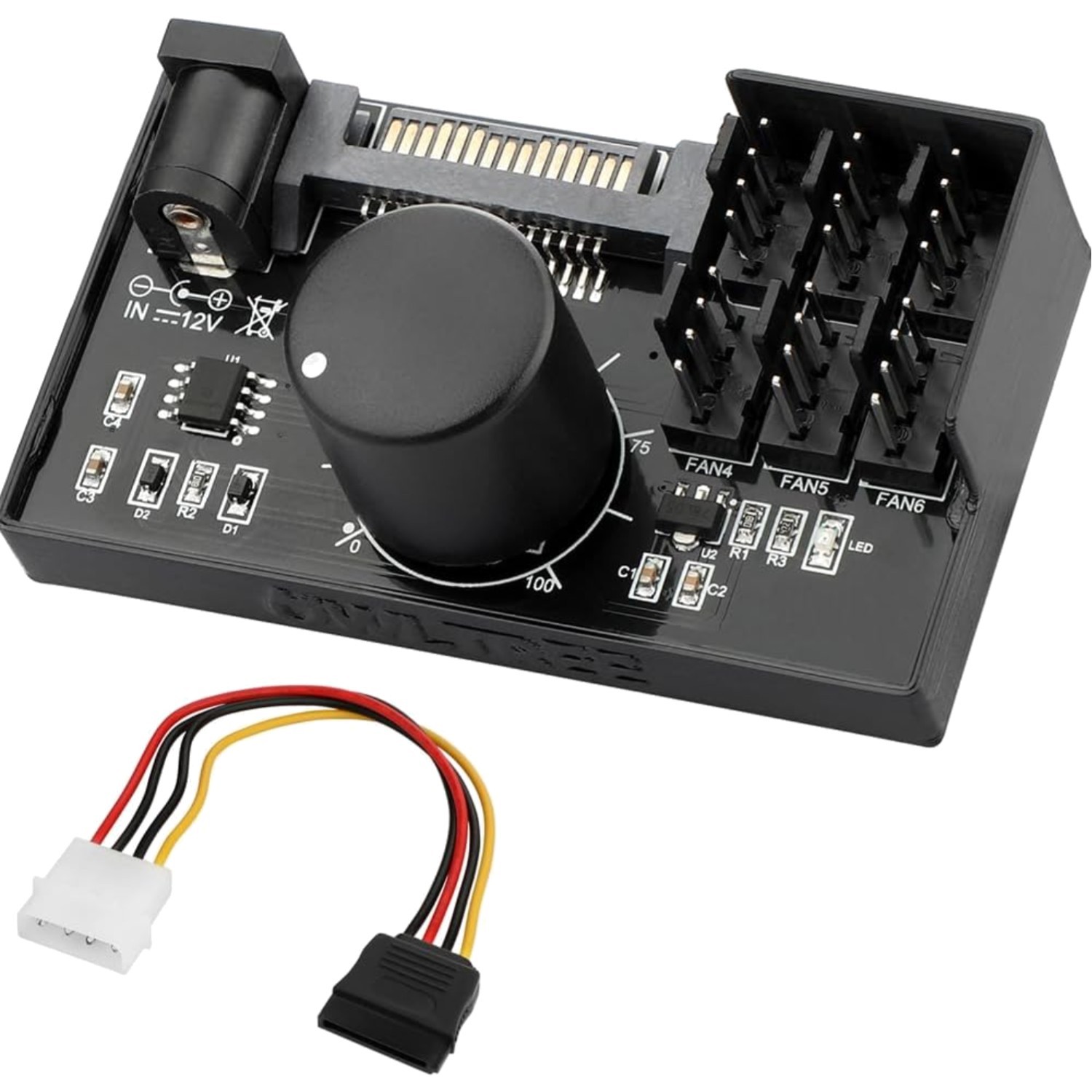 Versatile 4 Pin 12V PWM Fan Speed Controller for Up to 6 Cooling Fans