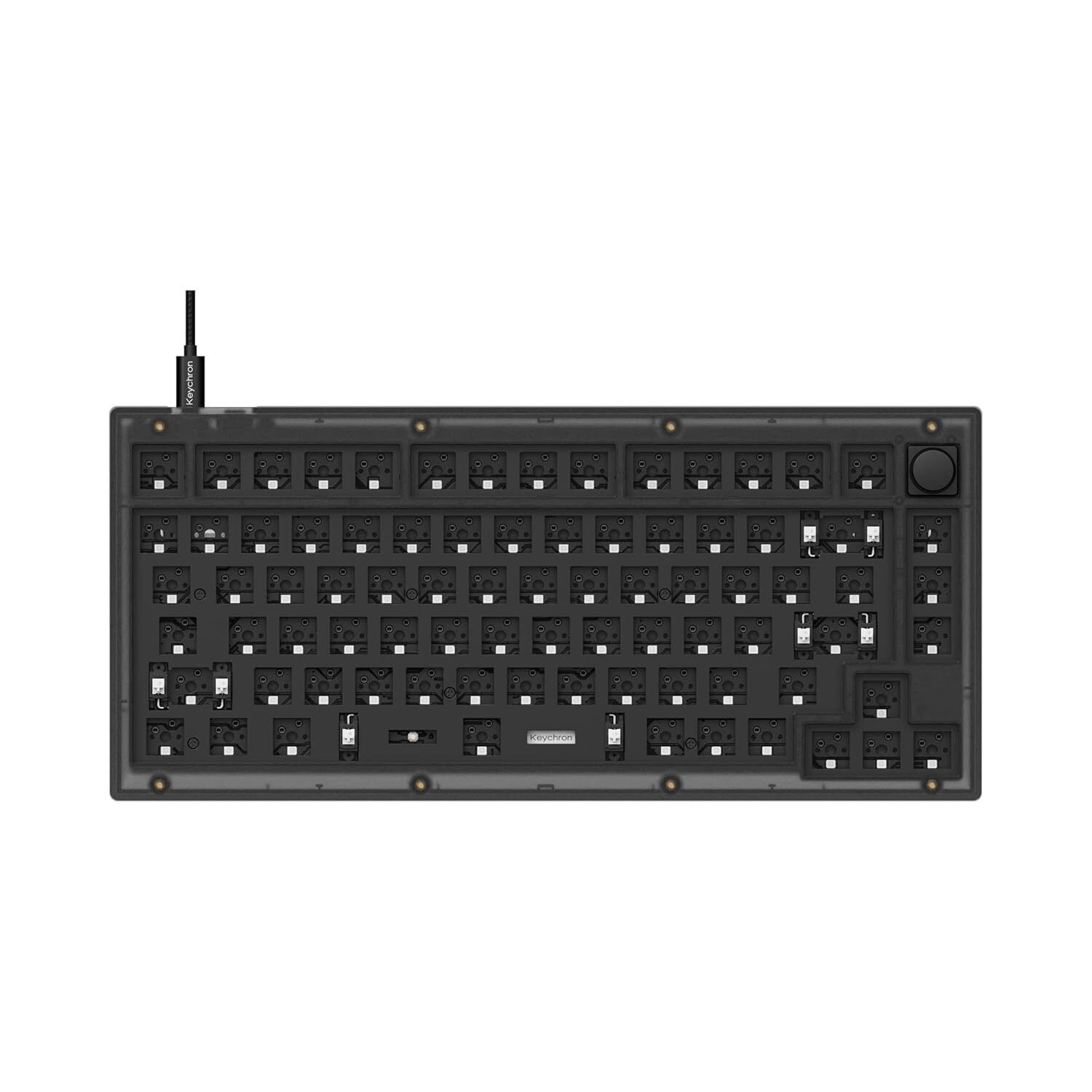 V1 Wired Custom Mechanical Keyboard Barebone Knob, 75% Layout Qmk/Via Programm