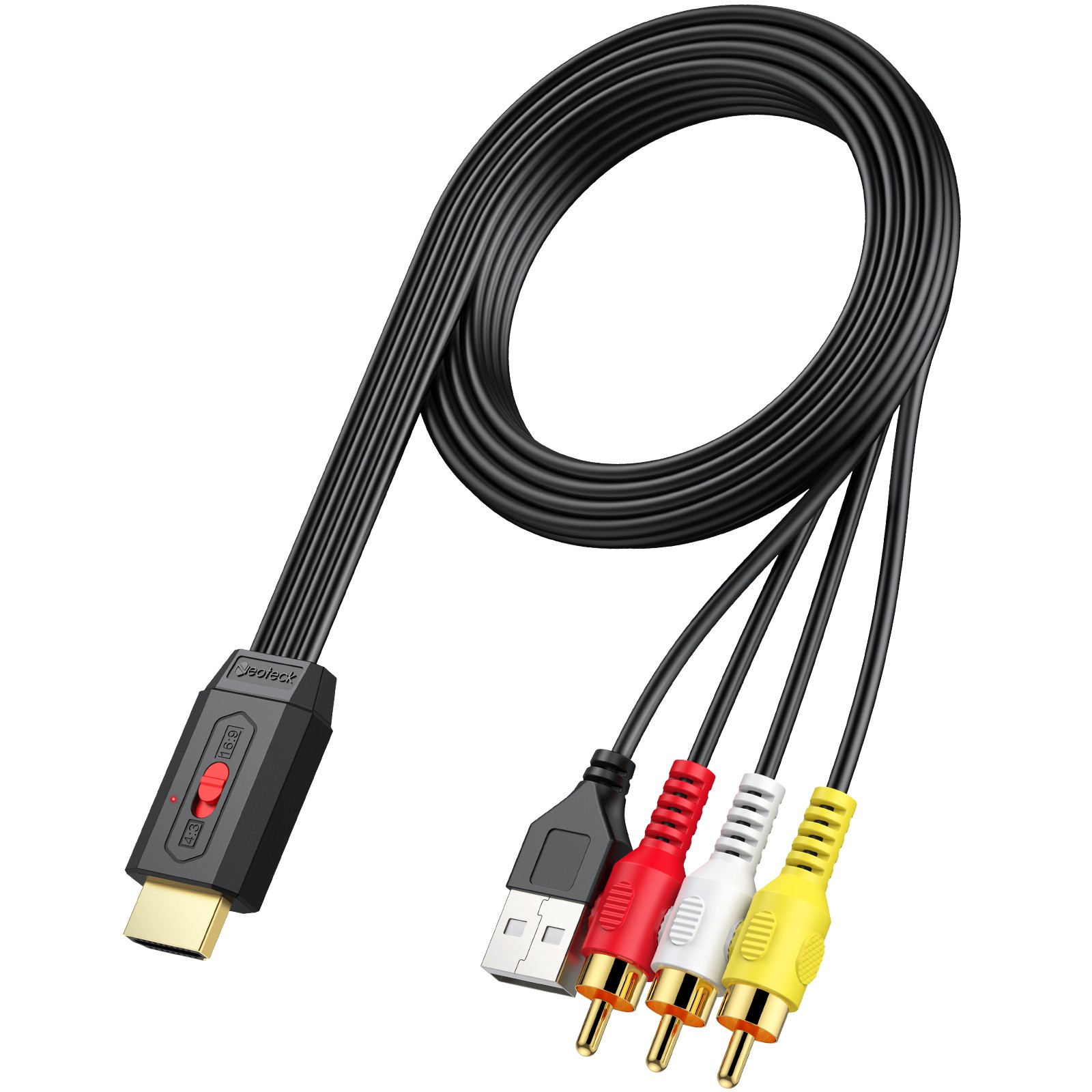 Neoteck RCA 1080P AV to HDMI Converter Mini Composite CVBS Audio Video Adapter