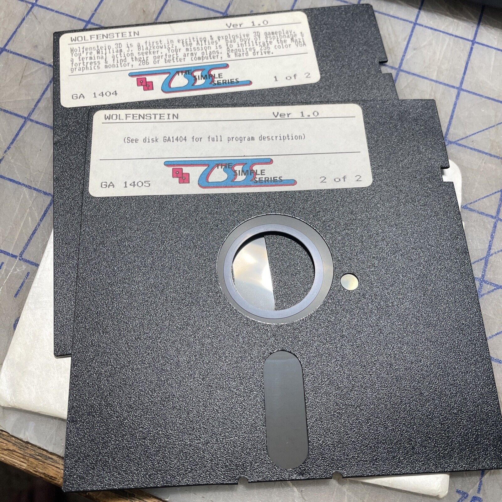 Vintage Castle Wolfenstein 3D Disks 5.25 Floppy Drives The Simple Series Retro
