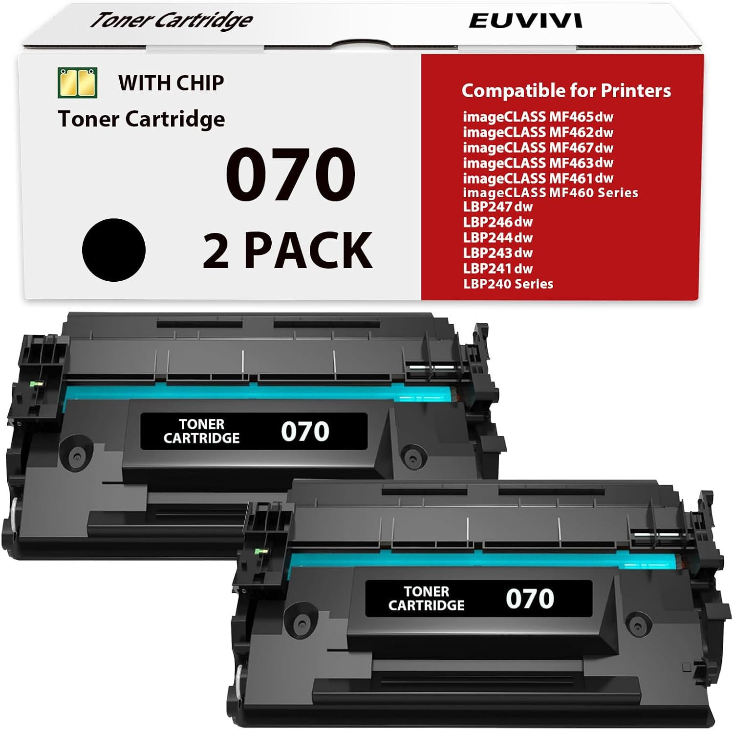 070 Toner Cartridge 070H CRG-070 Black Toner High Yield 2,900 Pages 2-Pack