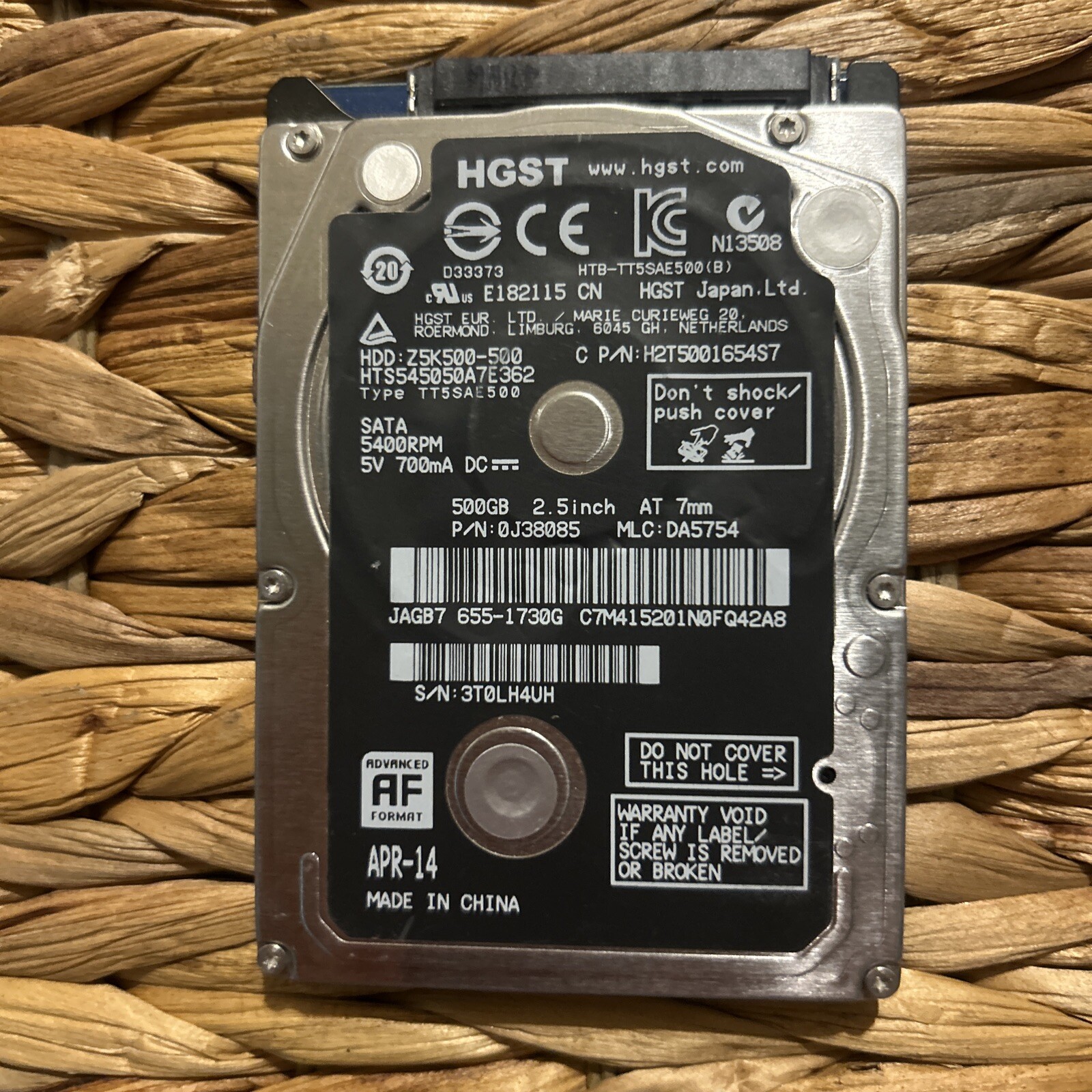 Apple HGST 500GB Internal 5400RPM 2.5" (0J38085) HDD - Pre-Owned