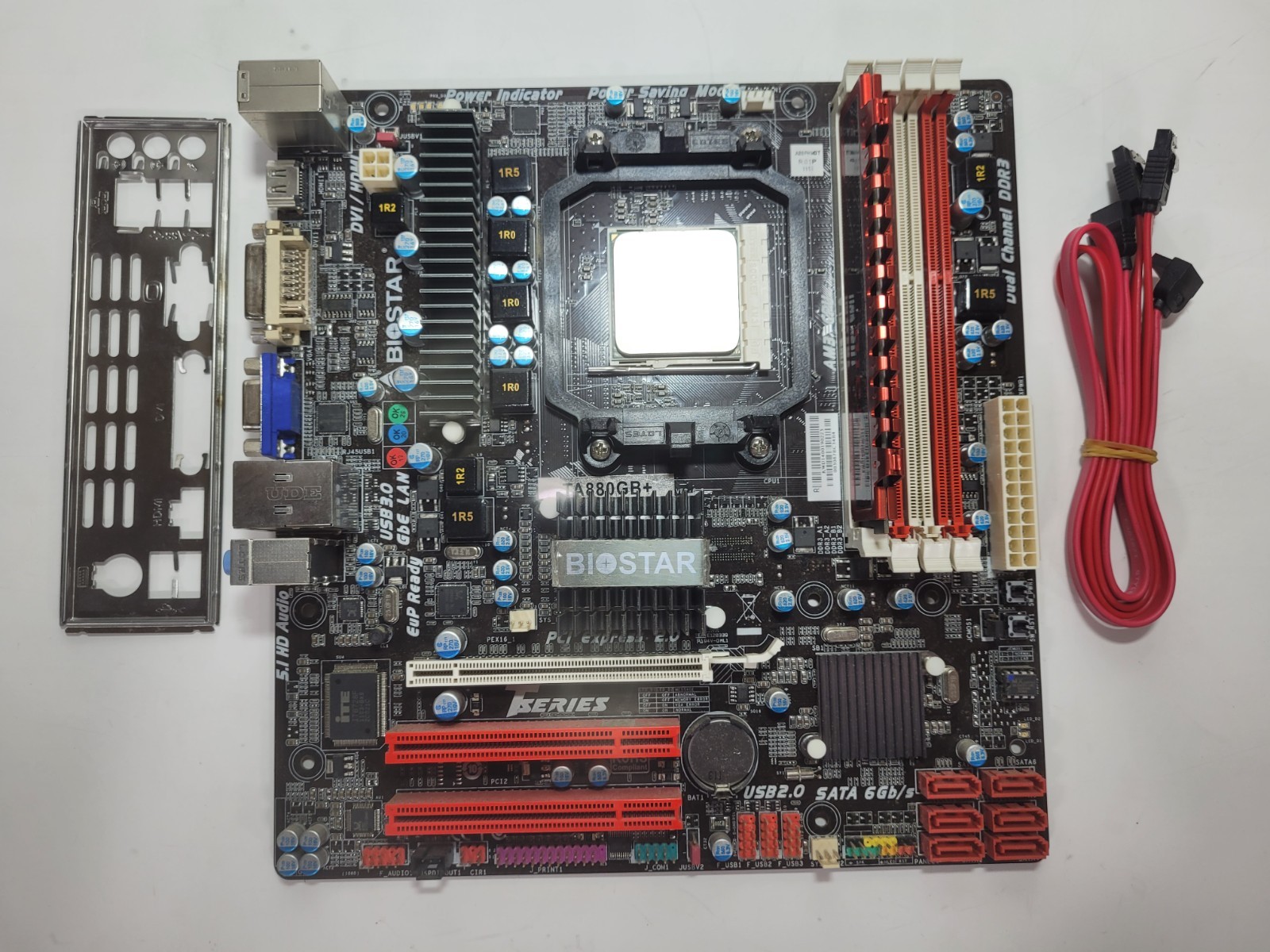 Biostar TA880GB Motherboard AMD Phenom II X4 840, 4GB RAM, IO Shield #1444