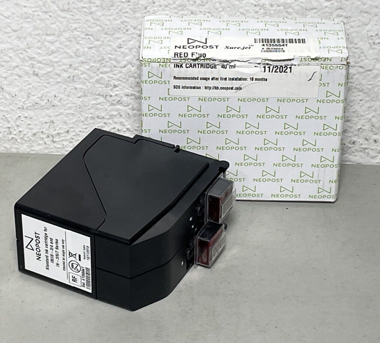Neopost Red Flou Ink Cartridge 40 ml Exp 11/2021 4135554T - Open Box