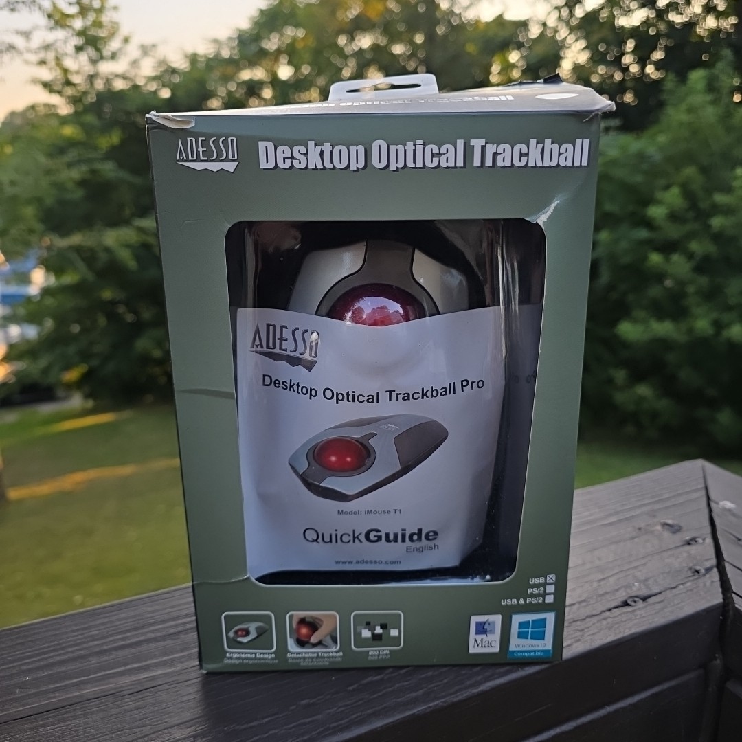 iMouse T1 Desktop Optical Trackball ADESSO Mouse USB Mac Windows Open Box Gaming