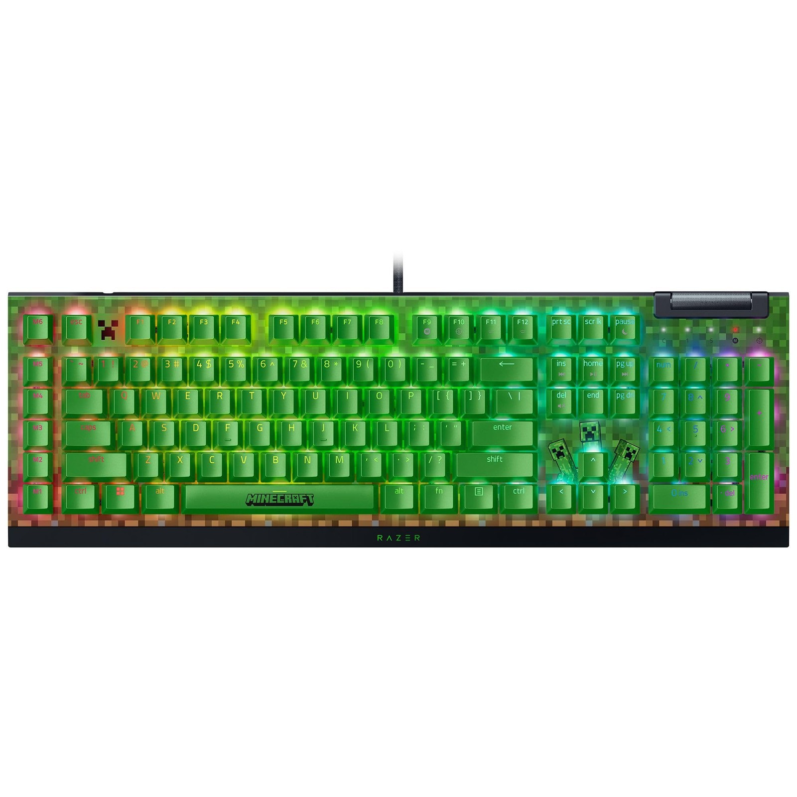 Razer BlackWidow V4 X Mechanical Keyboard Minecraft Green