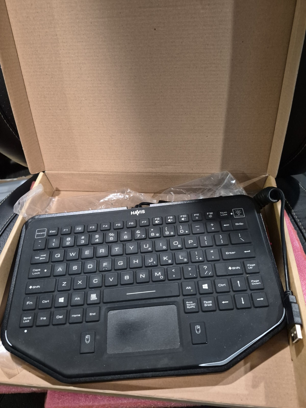 Havis KB-101 Rugged Backlit Keyboard With Touch Pad