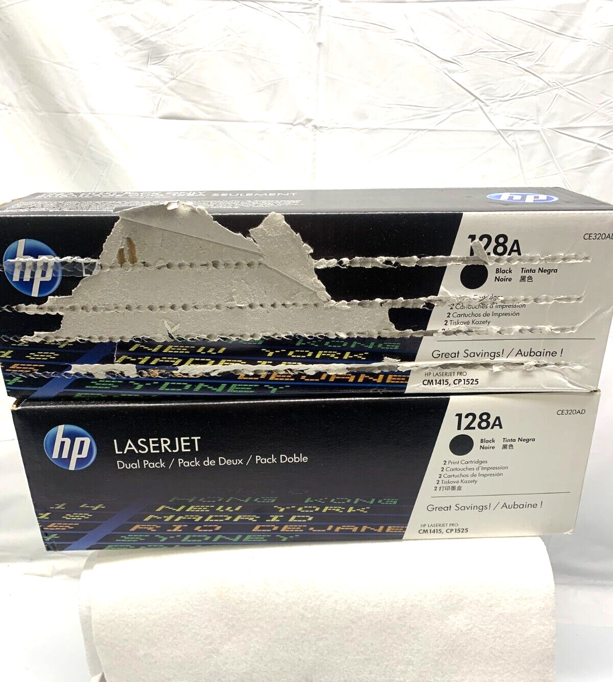 *2 PACK*HP LaserJet Pro 128A Inkjet Cartridge Black (CE320AD)*New-BOX DAMAGE