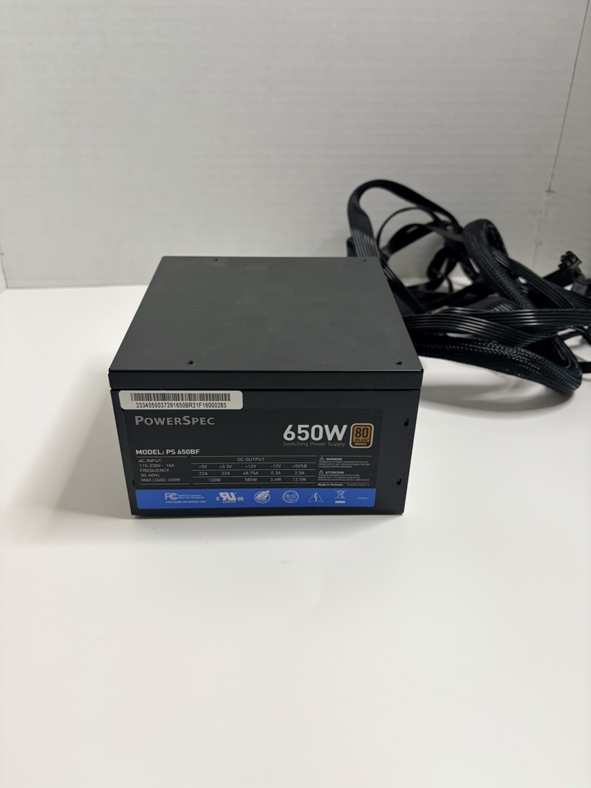 PowerSpec PS 650BF 650W ATX Power Supply 80 Plus Certified Black 1 Fan
